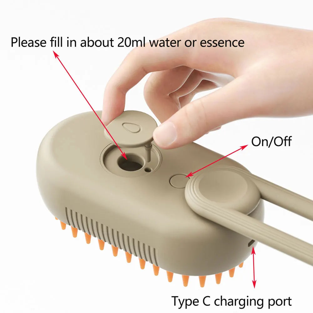 3-in-1 Steamy Pet Brush – Electric Grooming & Hair Removal