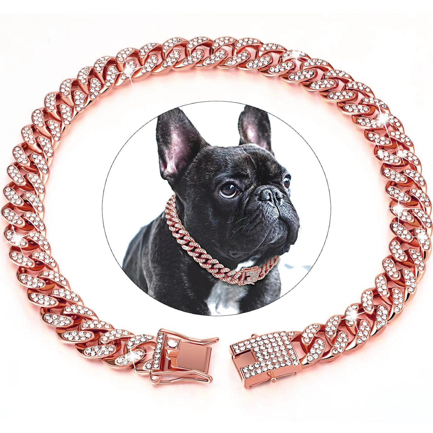 Luxury Pet Collar – Gold & Silver Jeweled Chain for Dogs & Cats