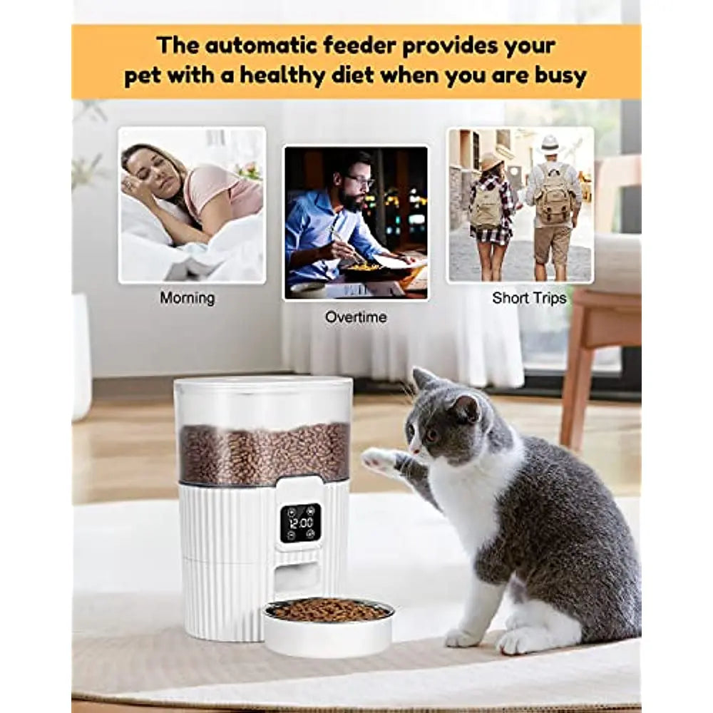 Automatic Pet Feeder – Smart Food Dispenser for Cats & Dogs with Stainless Steel Bowl