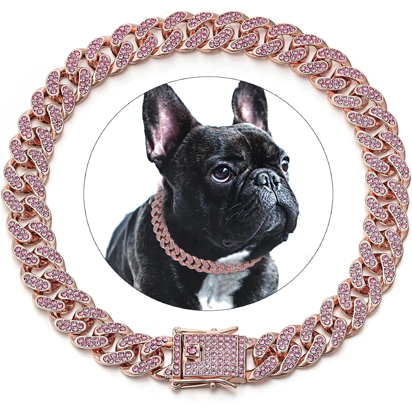 Luxury Pet Collar – Gold & Silver Jeweled Chain for Dogs & Cats