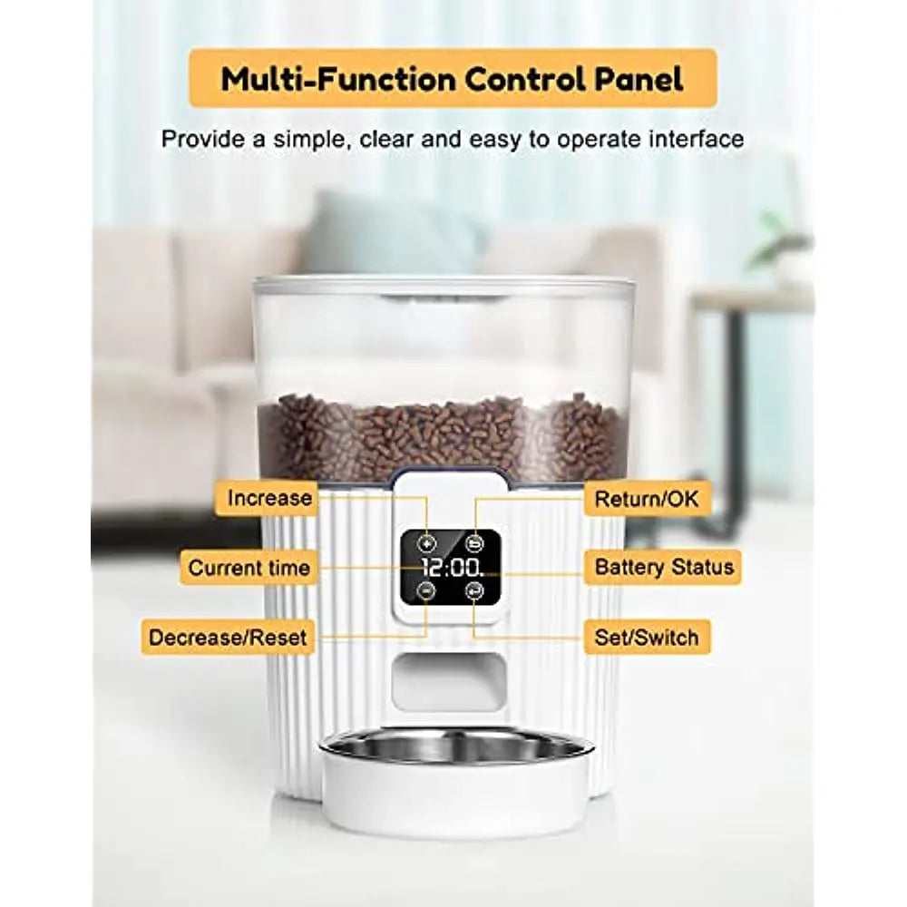 Automatic Pet Feeder – Smart Food Dispenser for Cats & Dogs with Stainless Steel Bowl