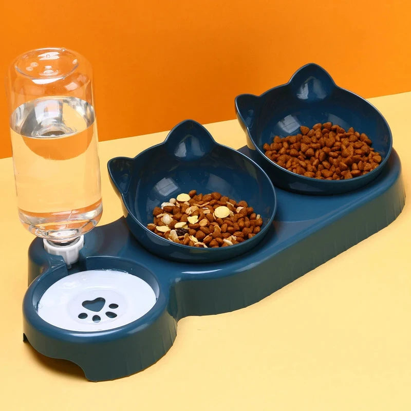 Adjustable 3-in-1 Cat Feeder with Tilt Design