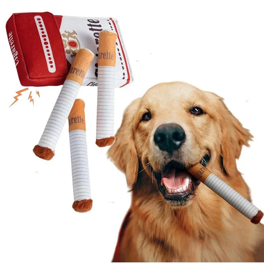 Funny Plush Cigarette Dog Toy – Interactive & Chewable