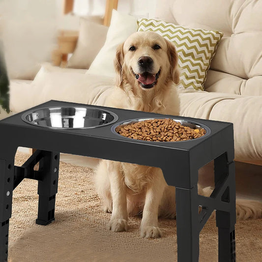 Elevated Dog Feeder – Adjustable Stainless Steel Bowls for Food & Water