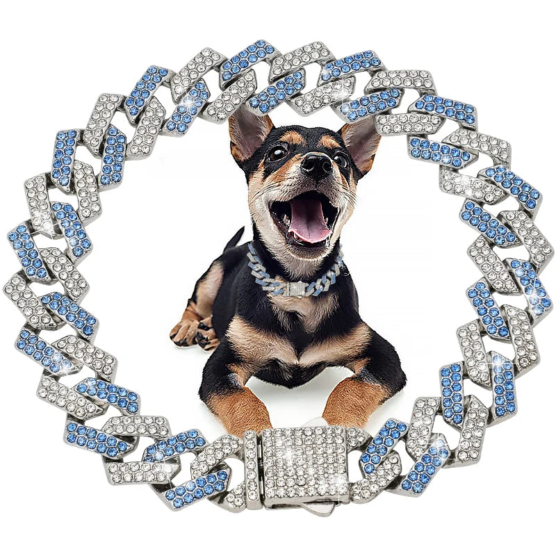 Luxury Pet Collar – Gold & Silver Jeweled Chain for Dogs & Cats