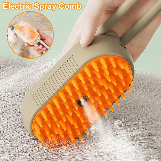 3-in-1 Steamy Pet Brush – Electric Grooming & Hair Removal